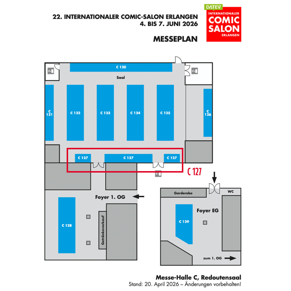 Messeplan von Halle C vom Comic-Salon Erlangen 2026.